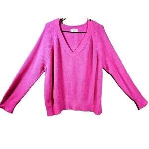 Old Navy Pink A Boo V-Neck Ribbed Knit Sweater Size L Cozy Soft Feminine Chic